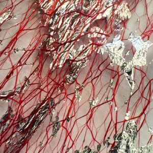 Decoración de uñas – Red roja con foil plateado  - NA-DEC-11