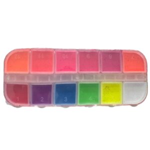 Set de pigmentos fluorescentes y neón para uñas (12 colores) - NA-POW-01