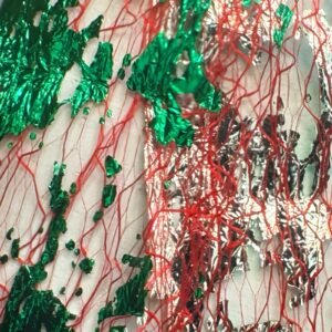 Decoración de uñas – Red roja con foil verde y plateado  - NA-DEC-08